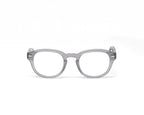Stone Gray Showerspecs anti-fog reading glasses, front view.