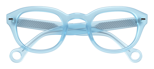 Pastel Blue Showerspecs anti-fog reading glasses.