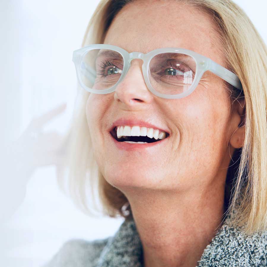 Woman wearing glasses